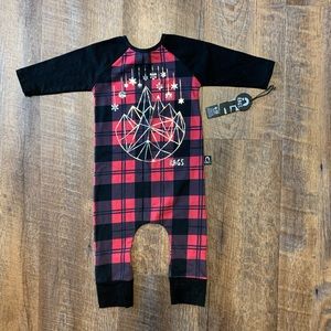 Rags buffalo plaid long sleeve romper bodysuit